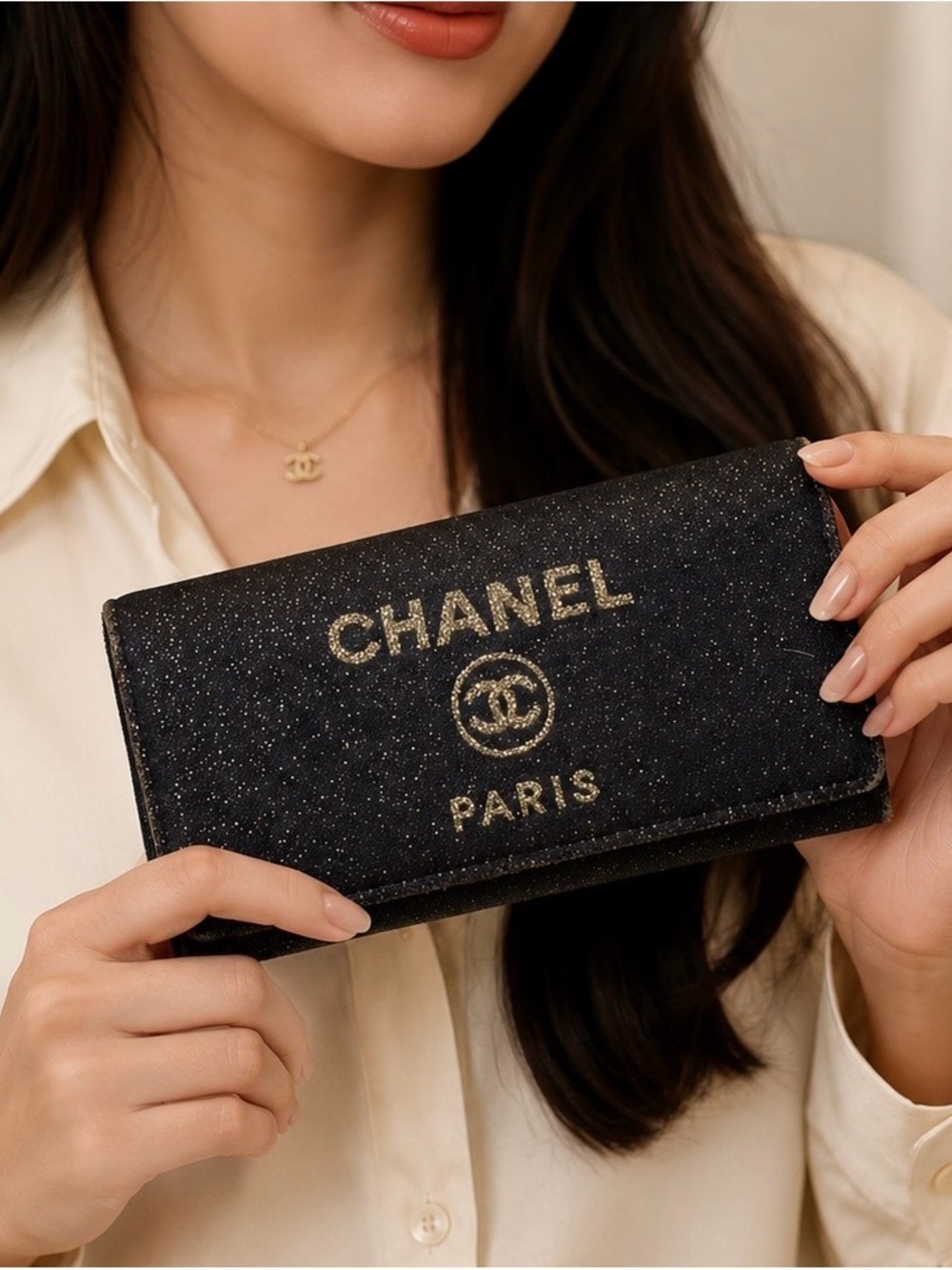 CHANEL Deauville Navy Long Wallet